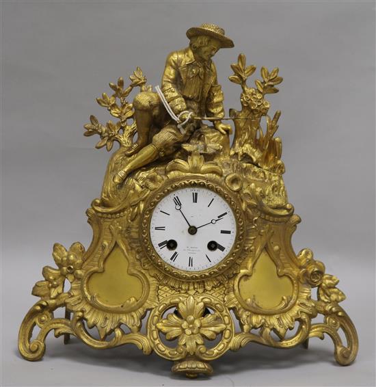 A French gilt clock, height 31.5cm